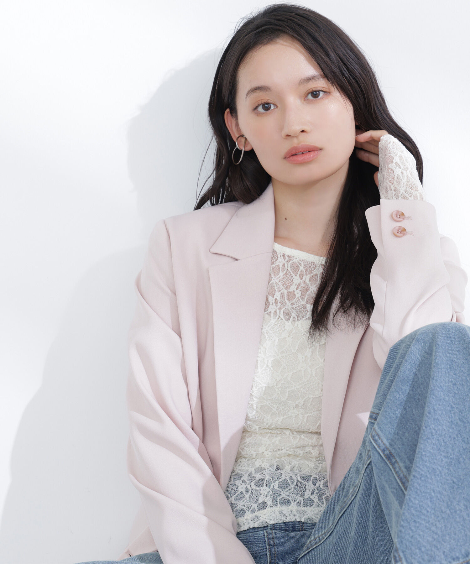  「スプリングカラージャケット」|ブルゾン・スタジャン|ピンク