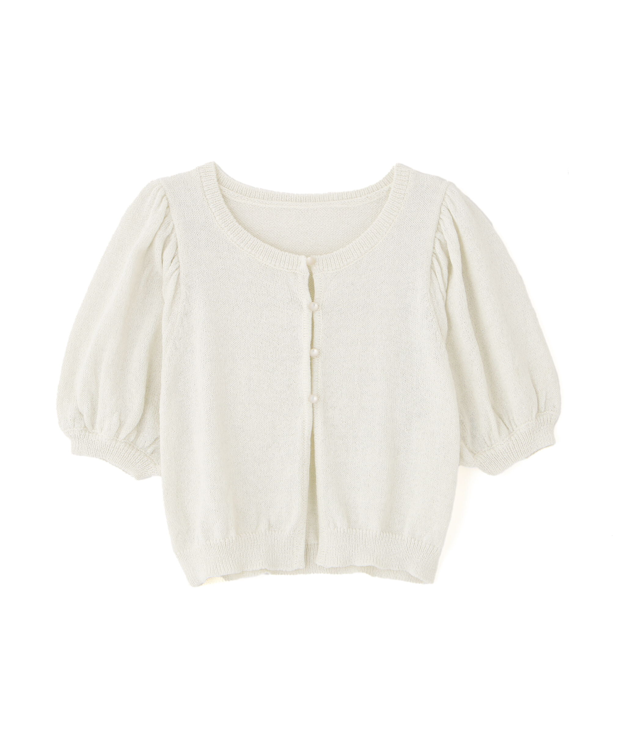  「ラメミックスパフスリーブニットカーディガン」|ニット・セーター|