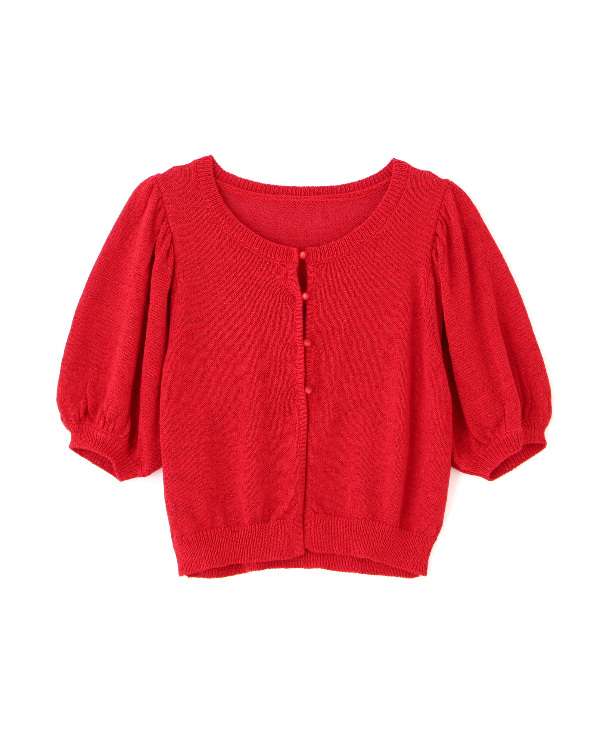  「ラメミックスパフスリーブニットカーディガン」|ニット・セーター|