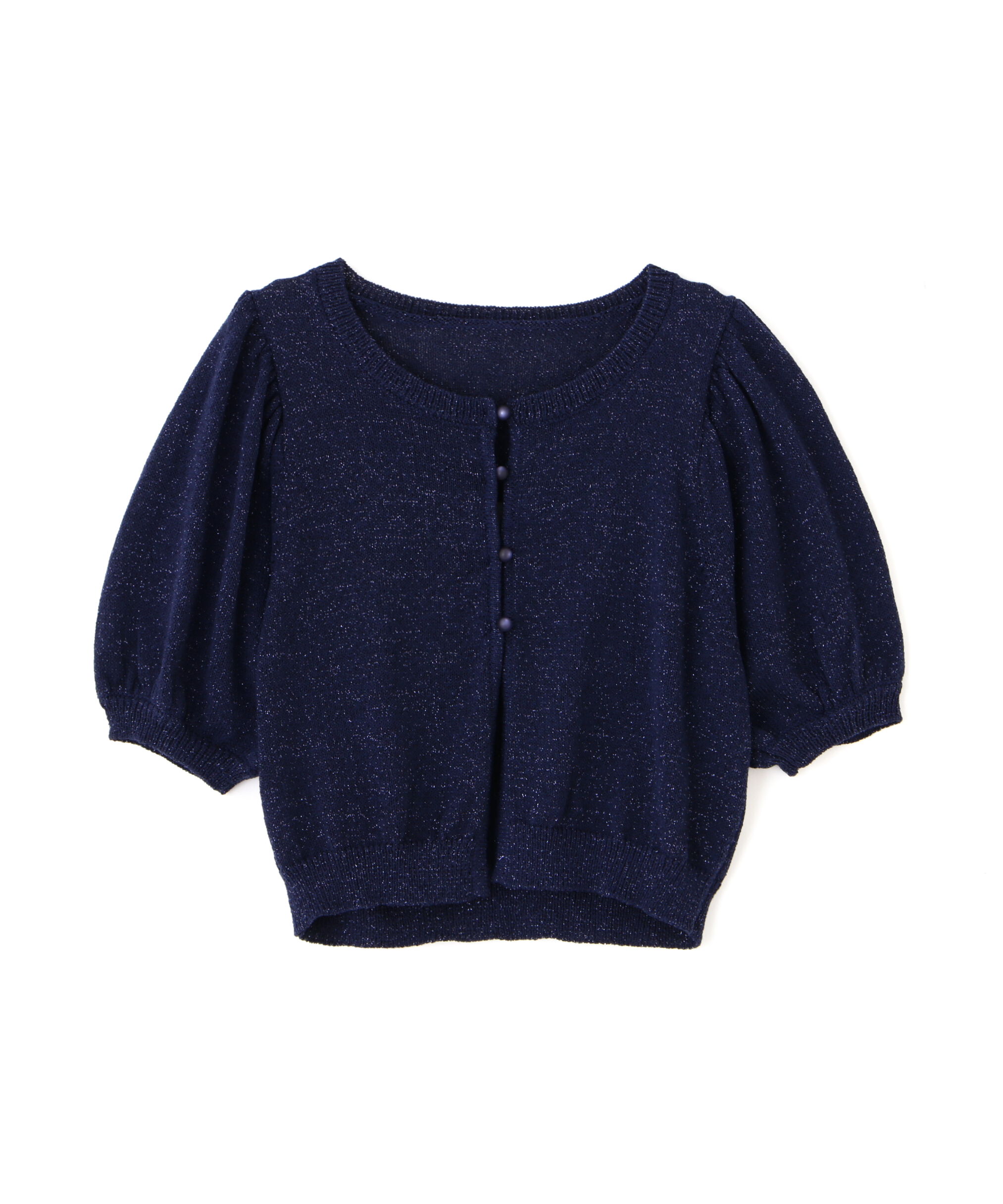  「ラメミックスパフスリーブニットカーディガン」|ニット・セーター|