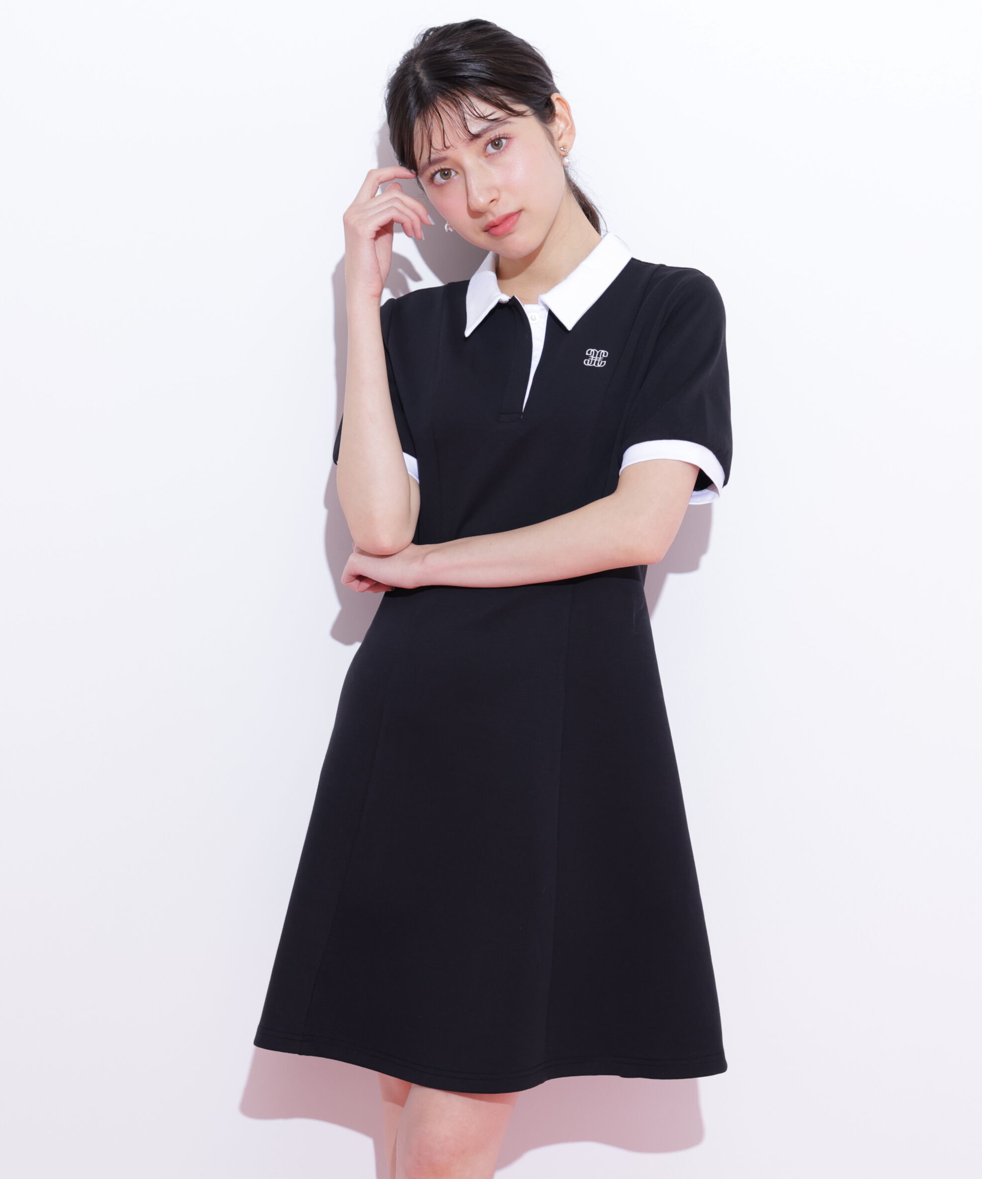  「ポロ衿カットソーワンピース」|ワンピース|