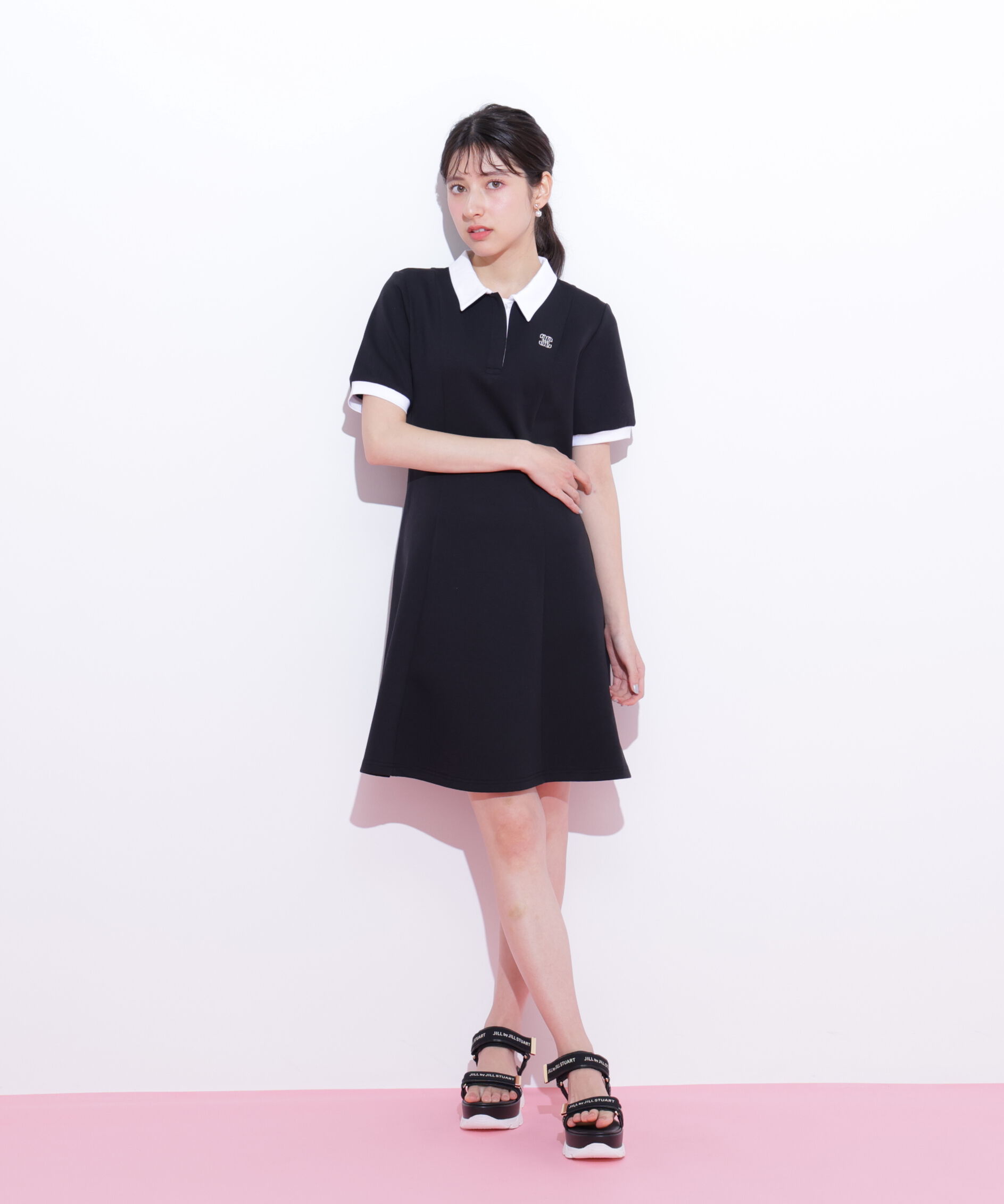  「ポロ衿カットソーワンピース」|ワンピース|