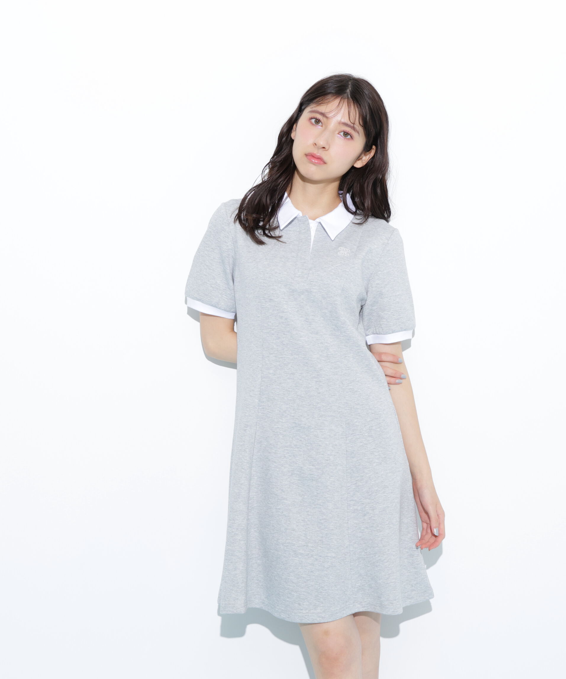  「ポロ衿カットソーワンピース」|ワンピース|