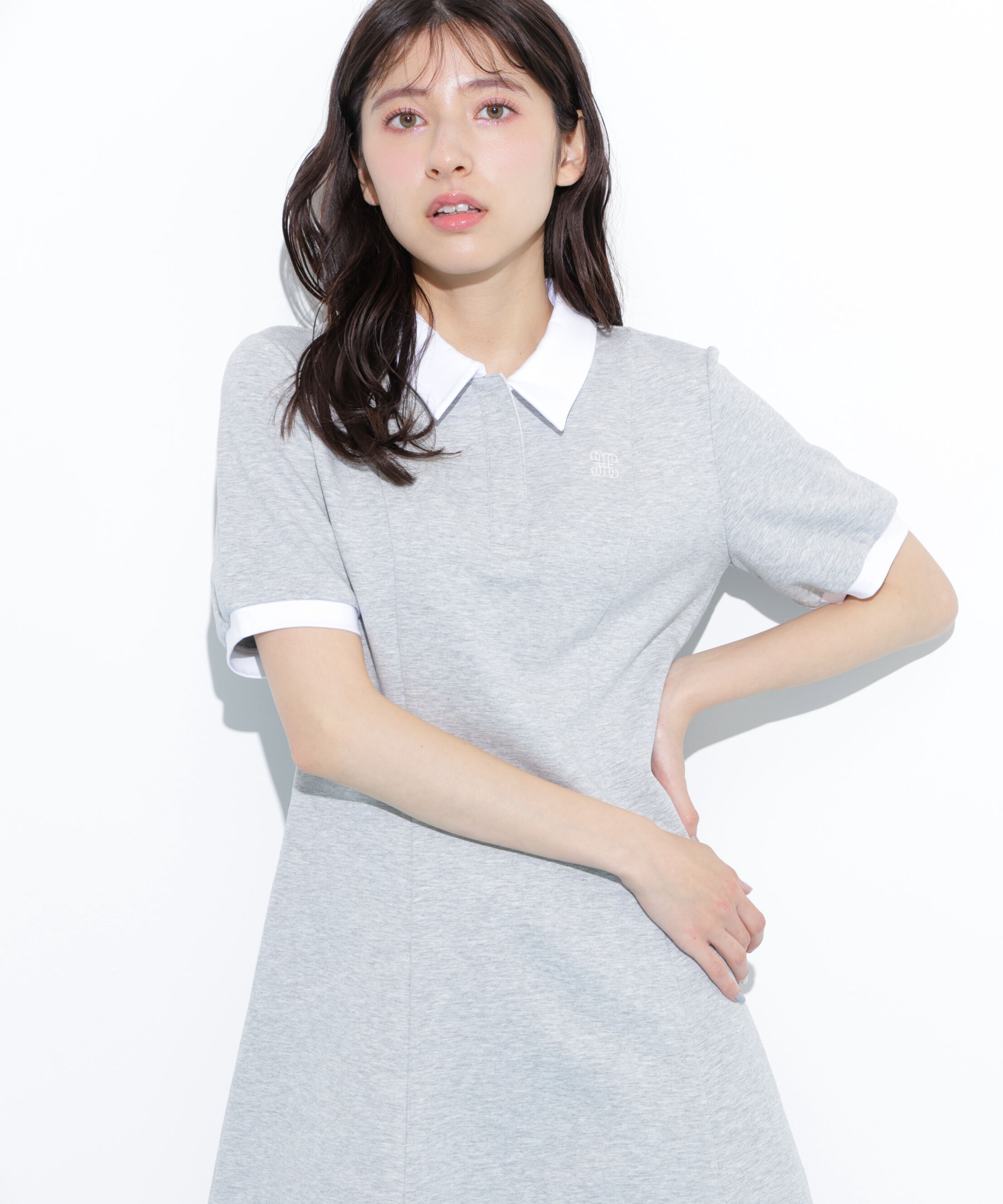  「ポロ衿カットソーワンピース」|ワンピース|