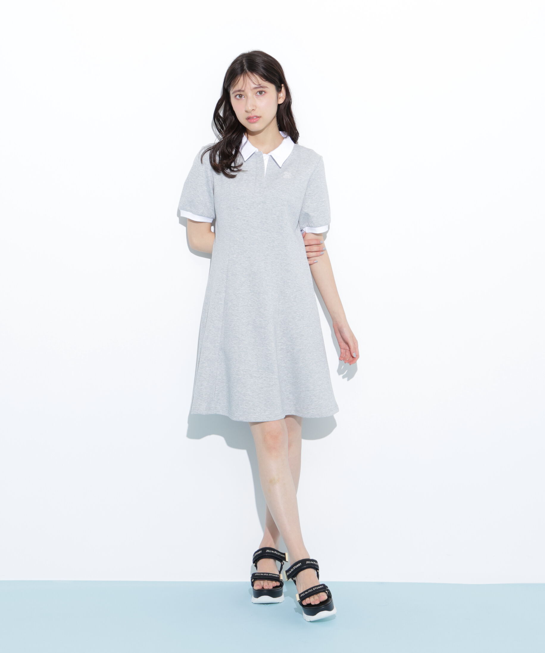  「ポロ衿カットソーワンピース」|ワンピース|