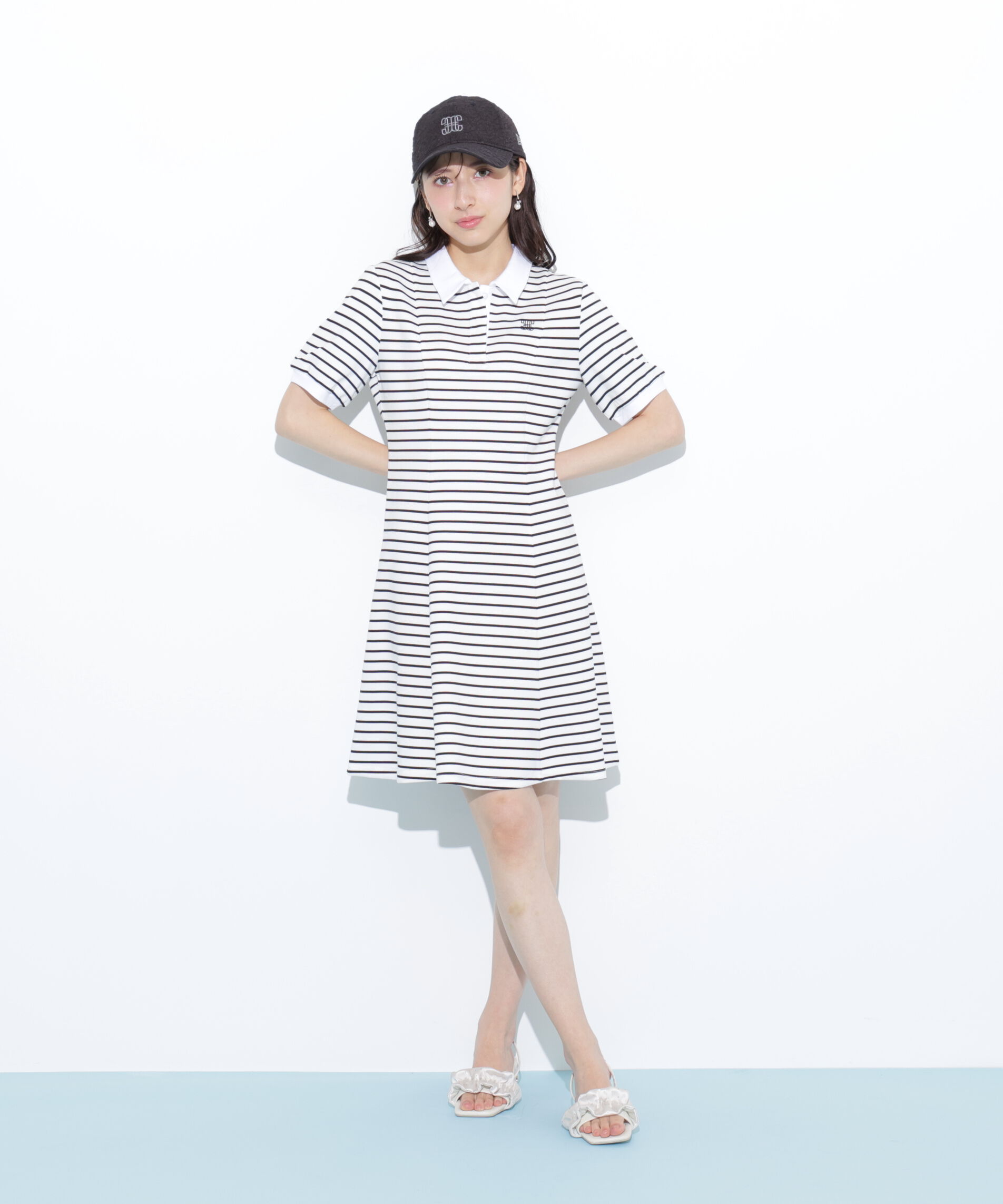  「ポロ衿カットソーワンピース」|ワンピース|