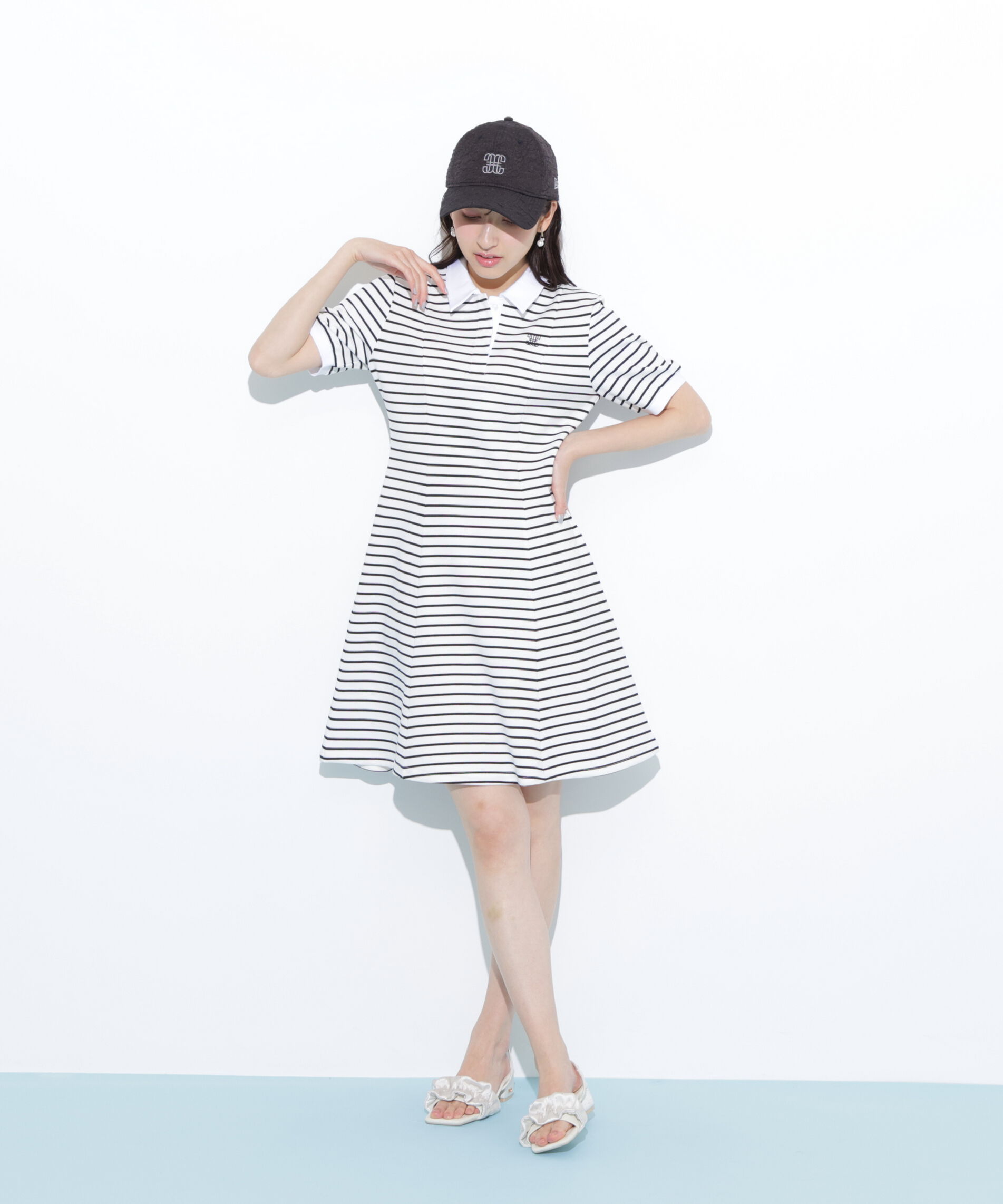  「ポロ衿カットソーワンピース」|ワンピース|