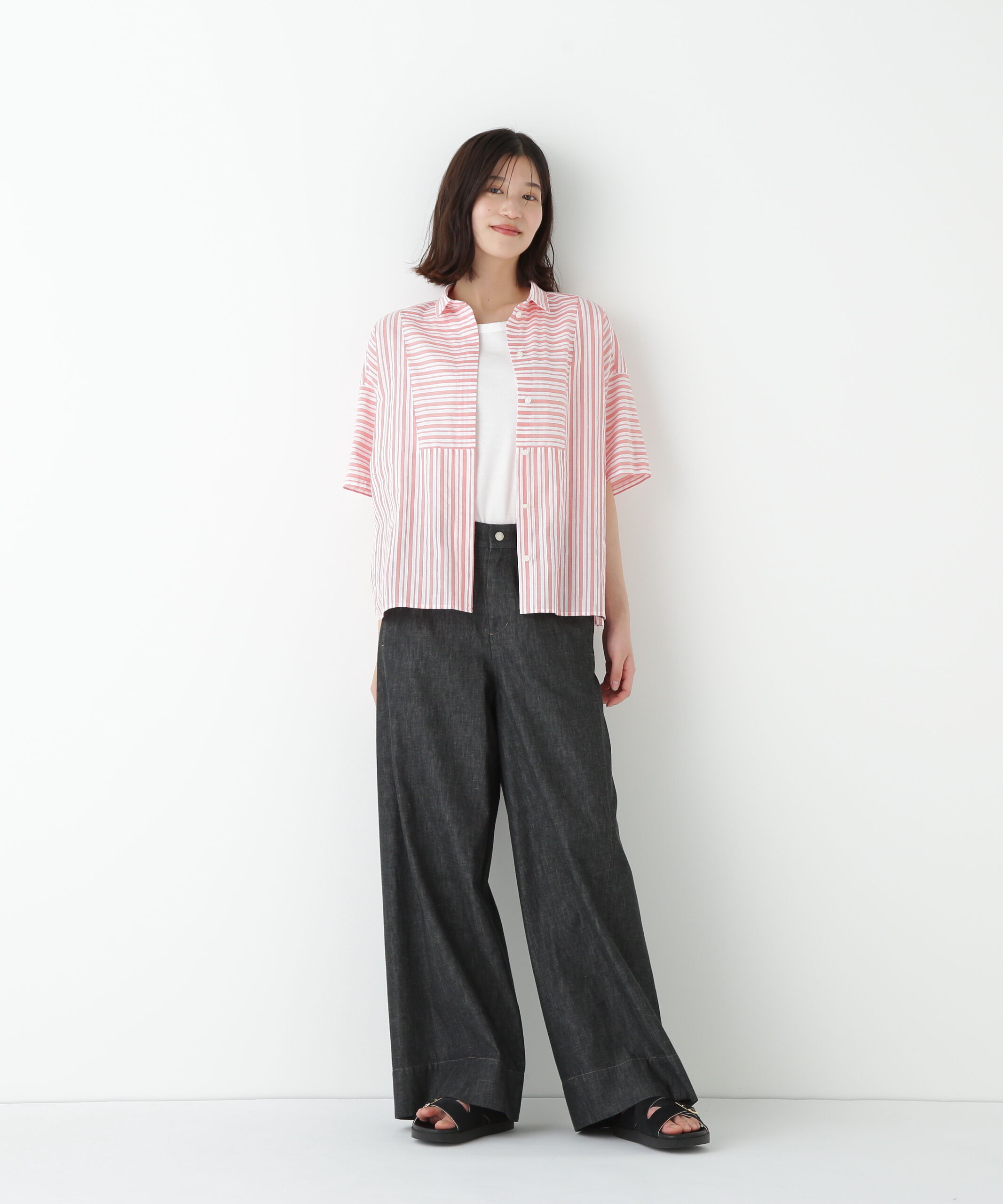  「◆コットンストライプボックスシャツ」|シャツ・ブラウス|