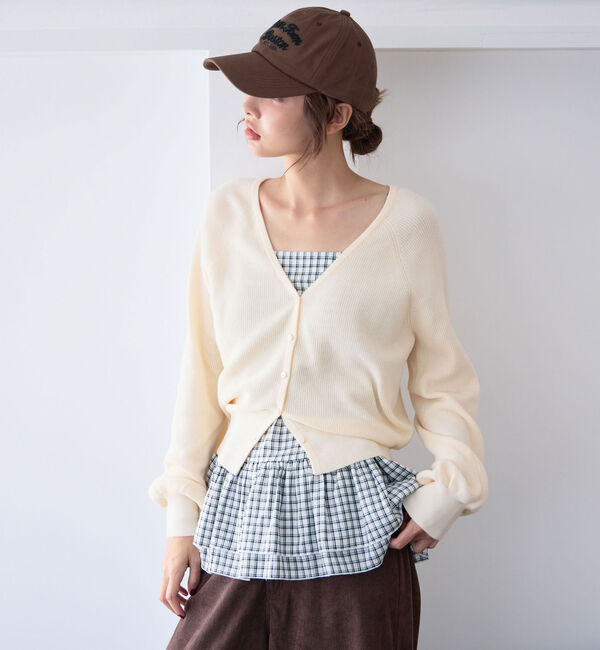 archives「片畦ニットＣＤ&times;チェックキャミチュニックＳＥＴ」|カーディガン|IVORY