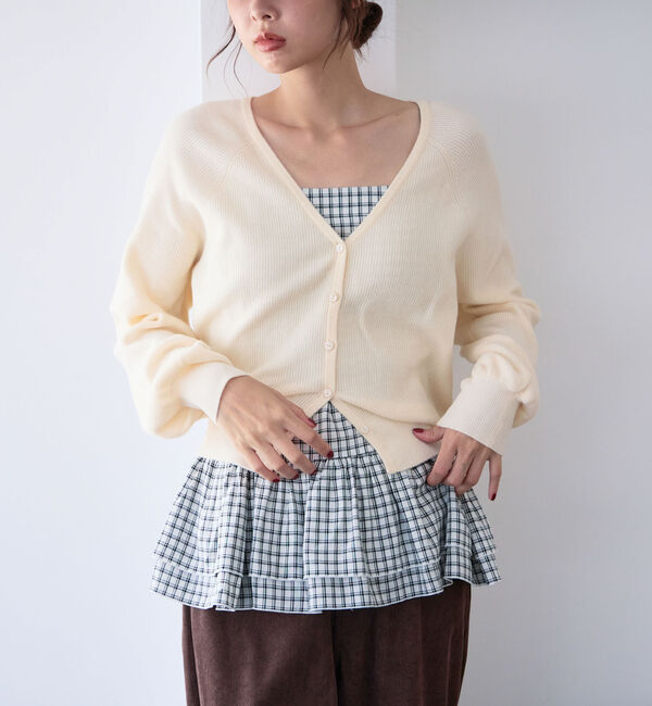 archives「片畦ニットＣＤ&times;チェックキャミチュニックＳＥＴ」|カーディガン|