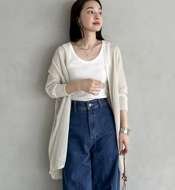 Doux archives「ウォッシャブルコットンオープンメッシュカーディガン」|カーディガン|