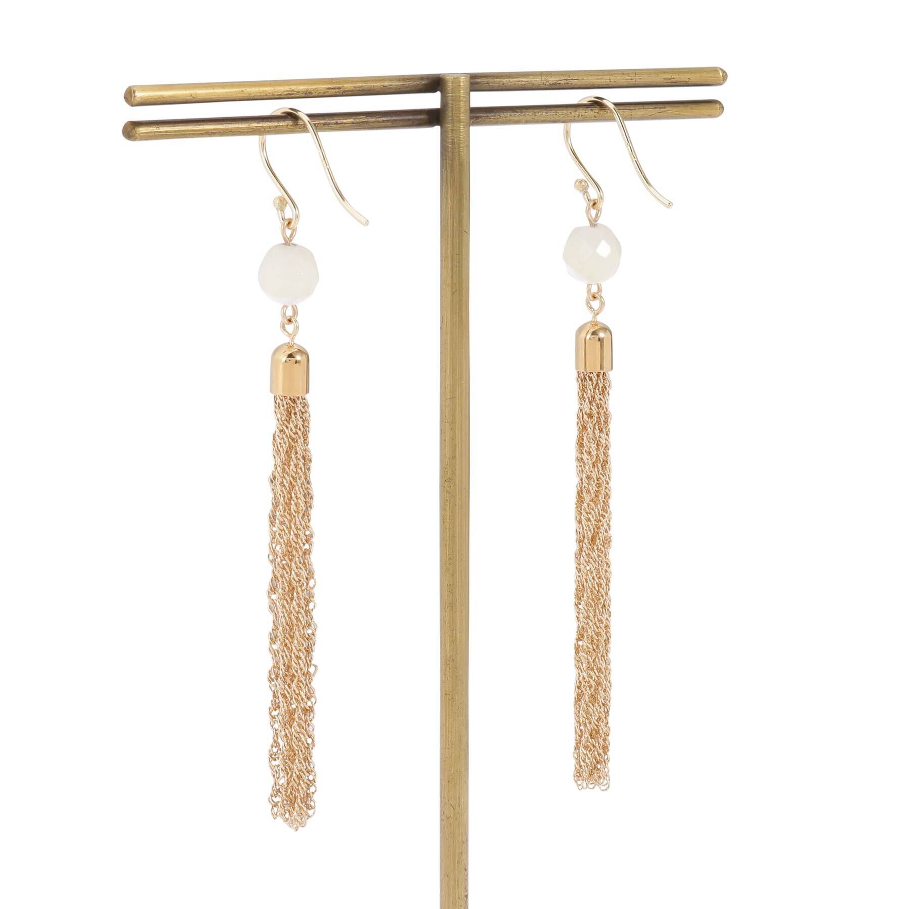 COCOSHNIK「K10マザーオブパール タッセル　フックピアス」|ピアス|