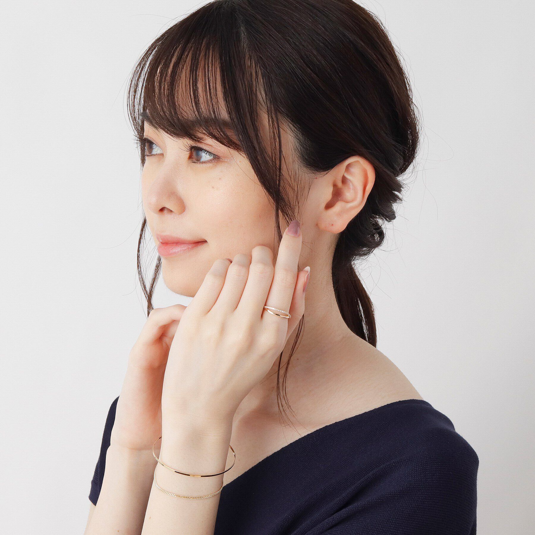 COCOSHNIK「K10ダイヤモンド ダブルウエーブリング」|リング|