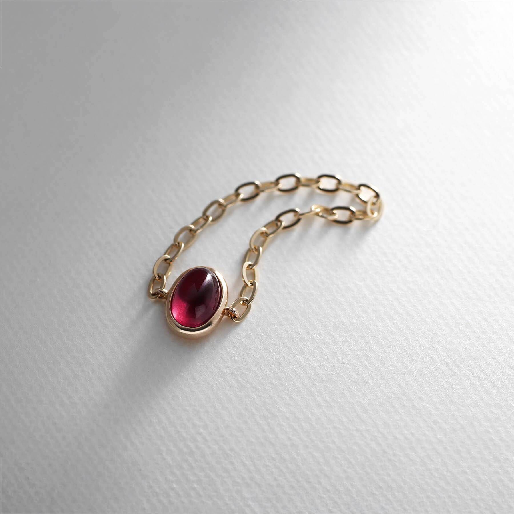 COCOSHNIK「【WEB限定】K10ガーネット チェーンリング」|リング|