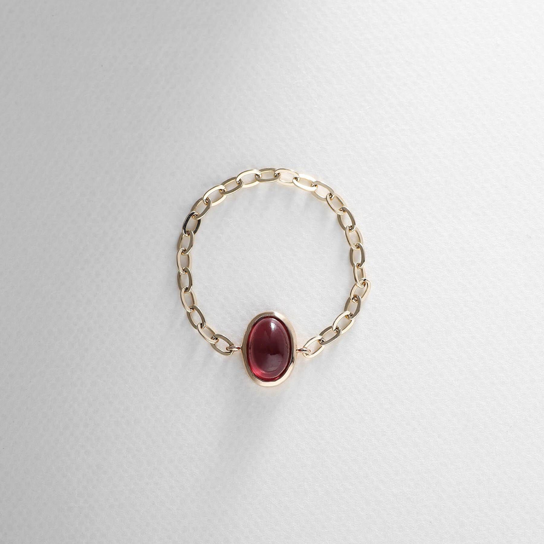 COCOSHNIK「【WEB限定】K10ガーネット チェーンリング」|リング|