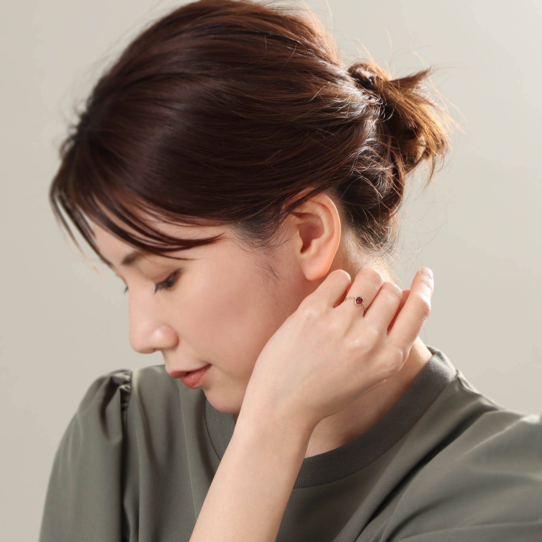 COCOSHNIK「【WEB限定】K10ガーネット チェーンリング」|リング|