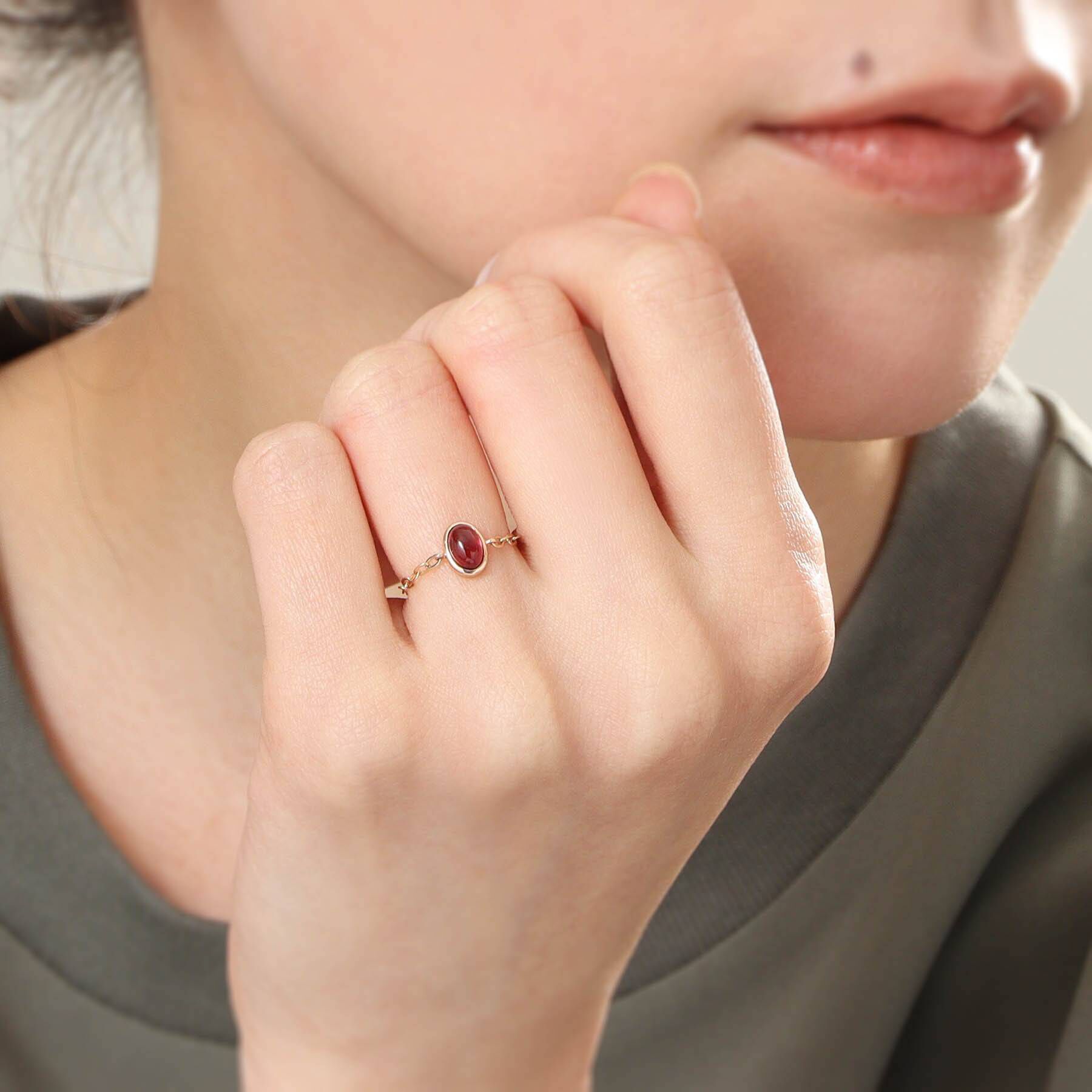 COCOSHNIK「【WEB限定】K10ガーネット チェーンリング」|リング|