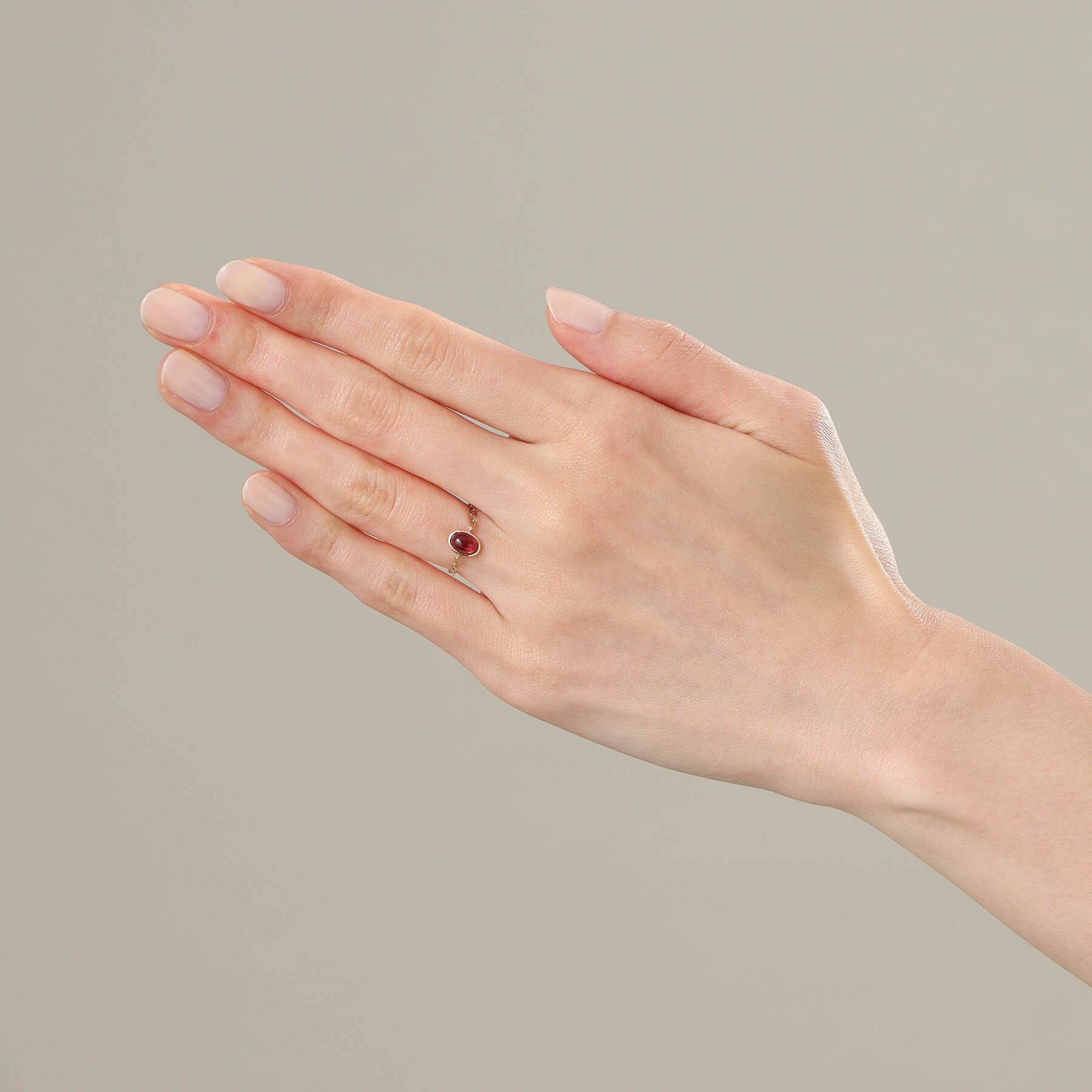 COCOSHNIK「【WEB限定】K10ガーネット チェーンリング」|リング|