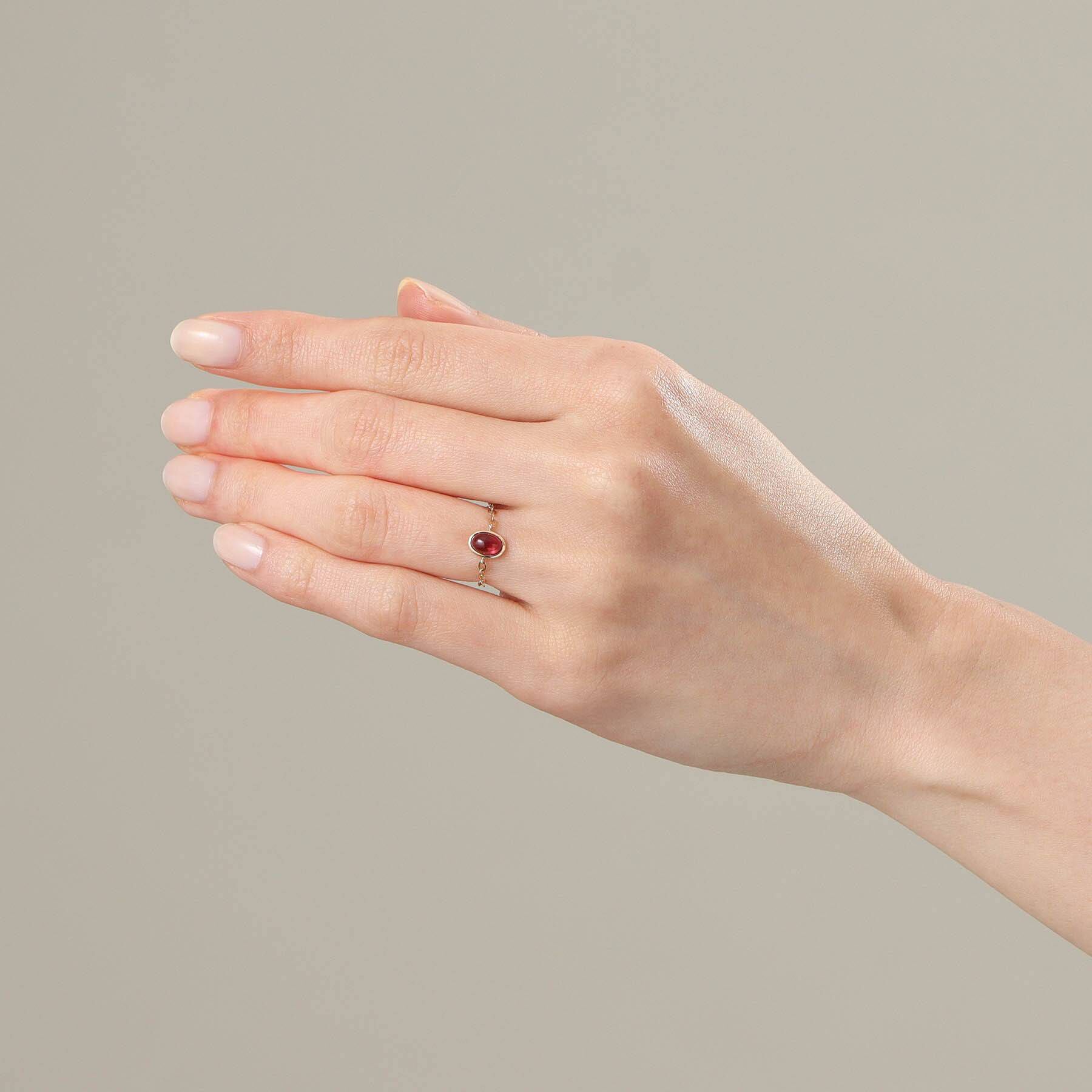 COCOSHNIK「【WEB限定】K10ガーネット チェーンリング」|リング|