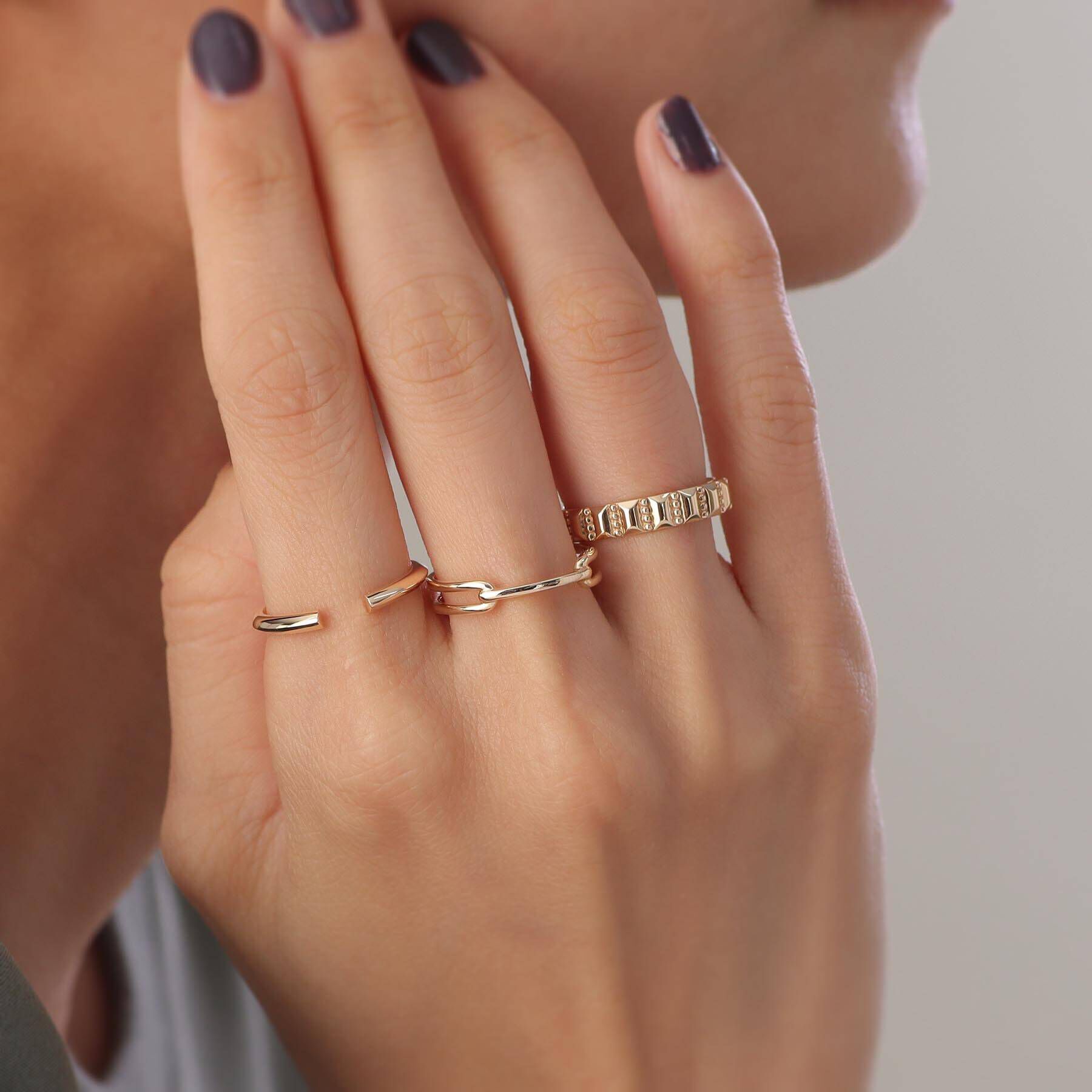 COCOSHNIK「K10しのぎ オープンリング」|リング|