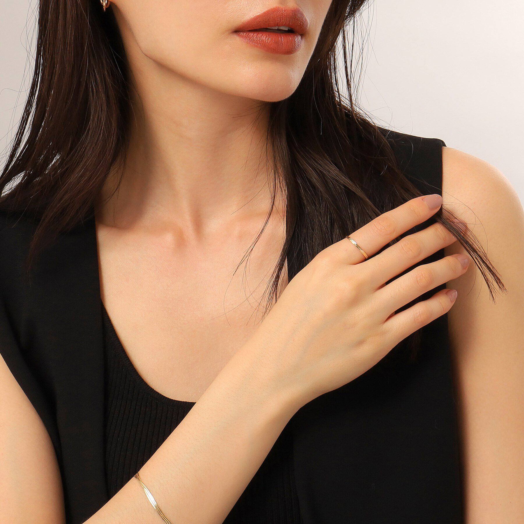 COCOSHNIK「K10ダブル面取りカット リング」|リング|