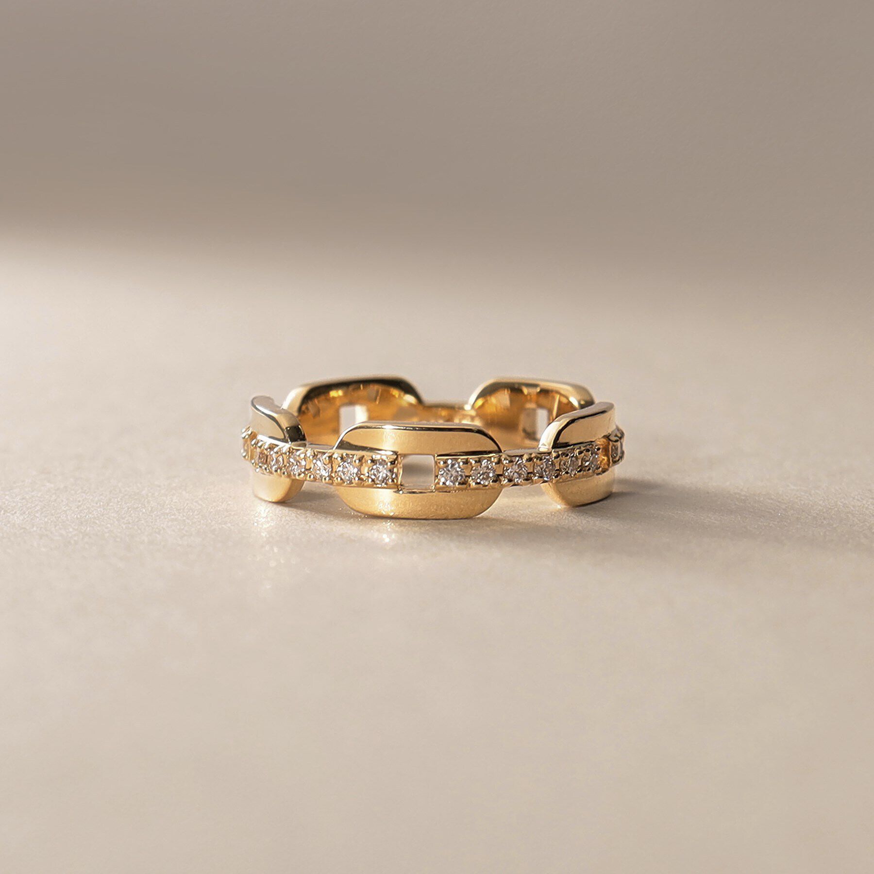 COCOSHNIK「K18ダイヤモンド ケーブルチェーンモチーフ リング」|リング|