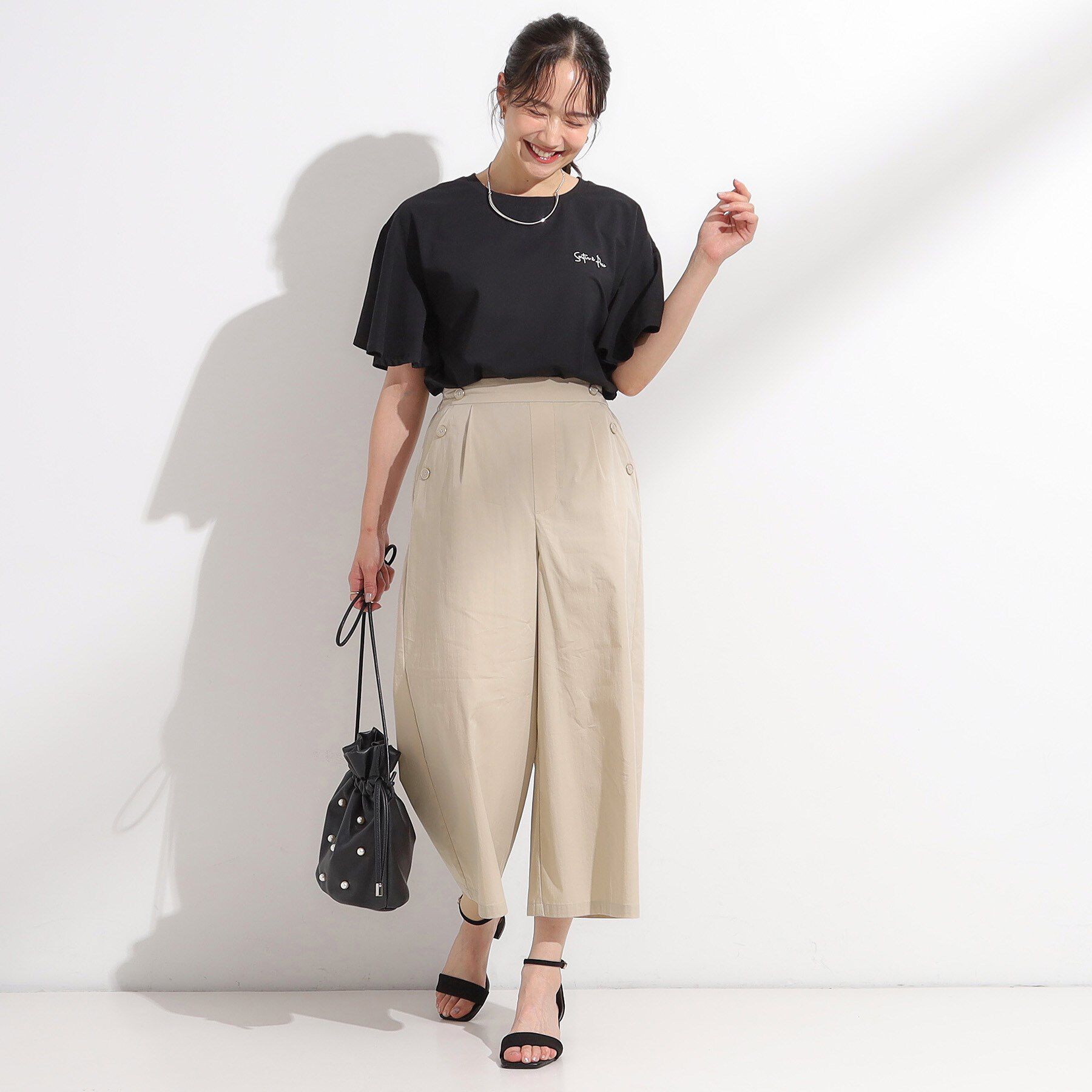 SHOO･LA･RUE「【S-LL/ひんやり/UV】すっきり見えマリン風 ガウチョパンツ」|その他|