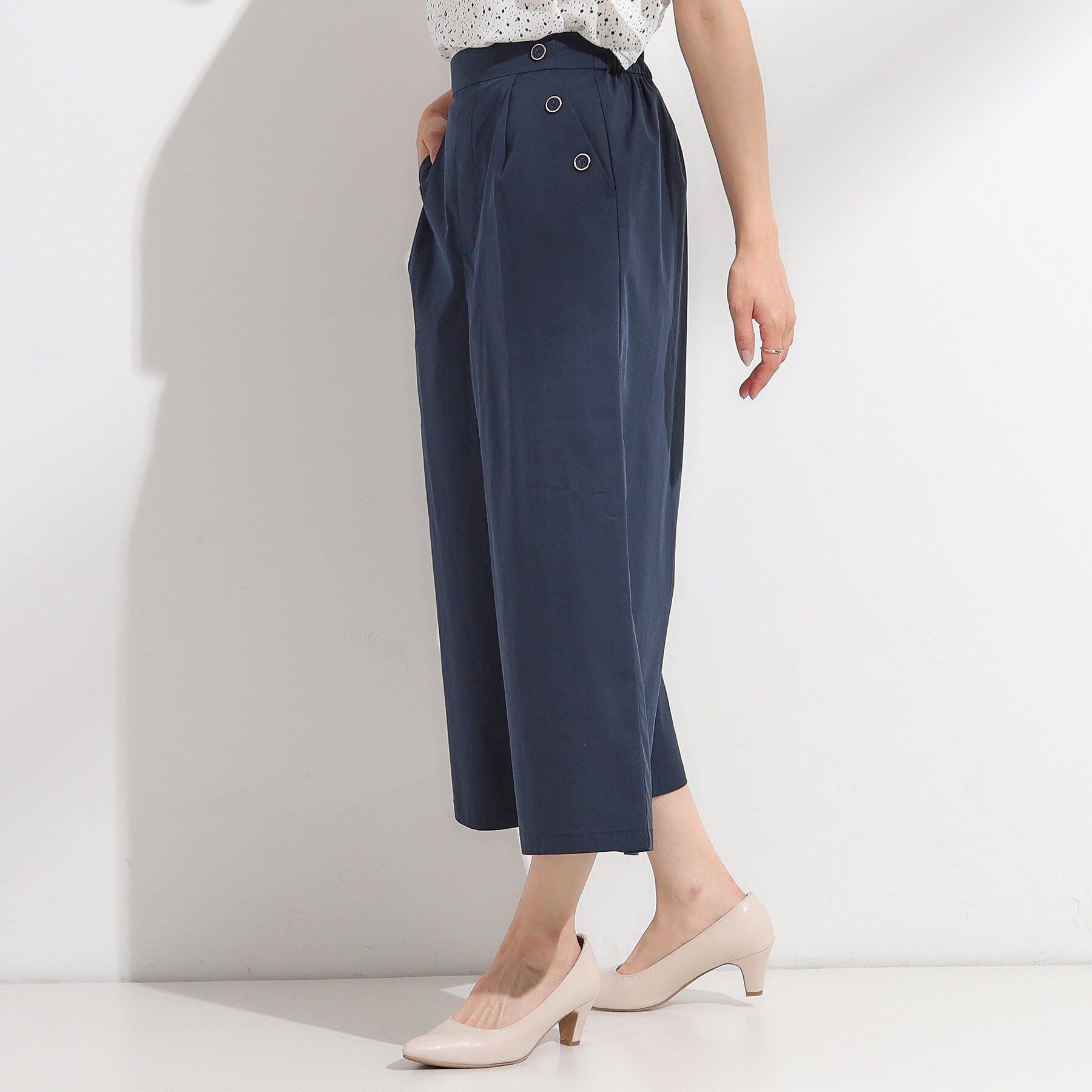 SHOO･LA･RUE「【S-LL/ひんやり/UV】すっきり見えマリン風 ガウチョパンツ」|その他|