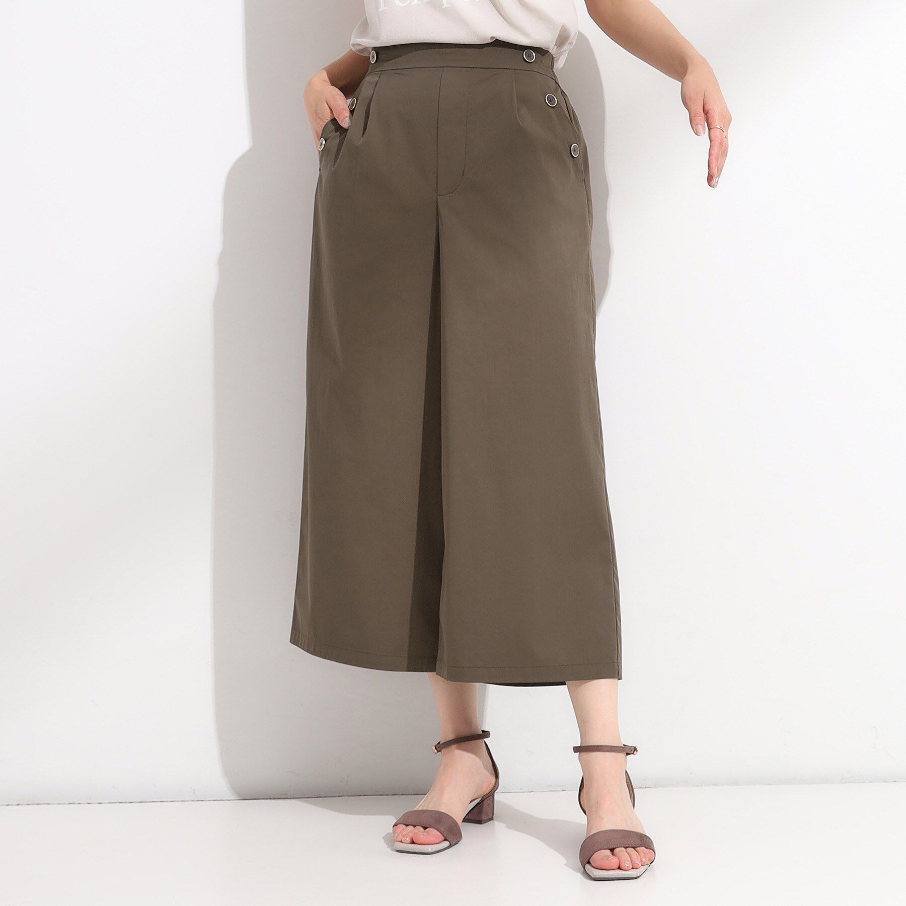 SHOO･LA･RUE「【S-LL/ひんやり/UV】すっきり見えマリン風 ガウチョパンツ」|その他|