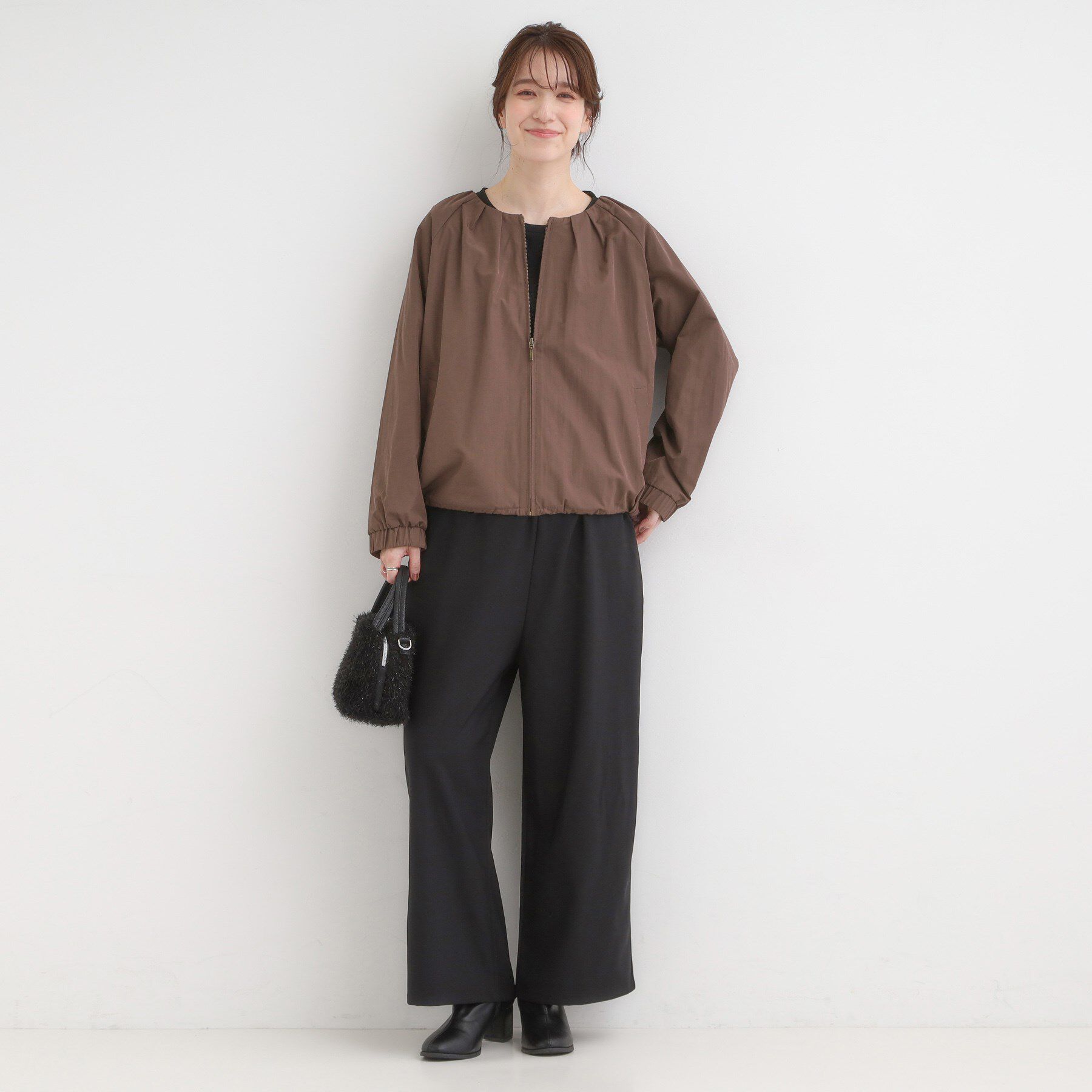 SHOO･LA･RUE「【S-LL】タック使いがこなれ見え ノーカラーブルゾン」|ブルゾン・スタジャン|