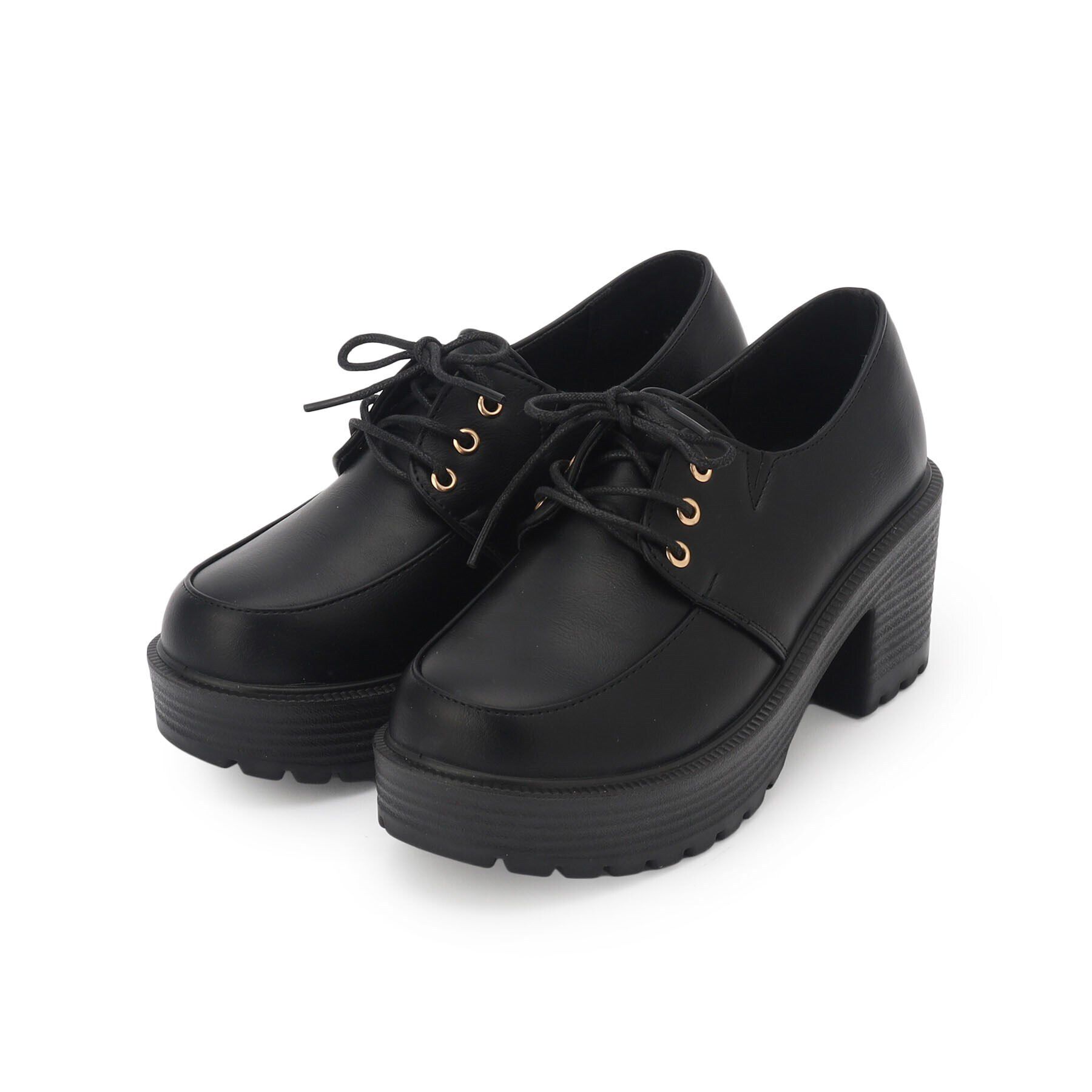 csT&P「厚底レースアップパンプス」|パンプス|ﾌﾞﾗｯｸ(019)