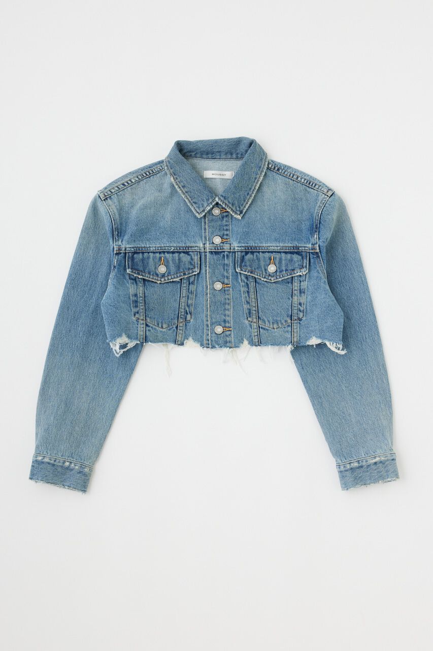 MOUSSY「RAW EDGE SHORT DENIM ジャケット」|デニムジャケット|L/BLU1