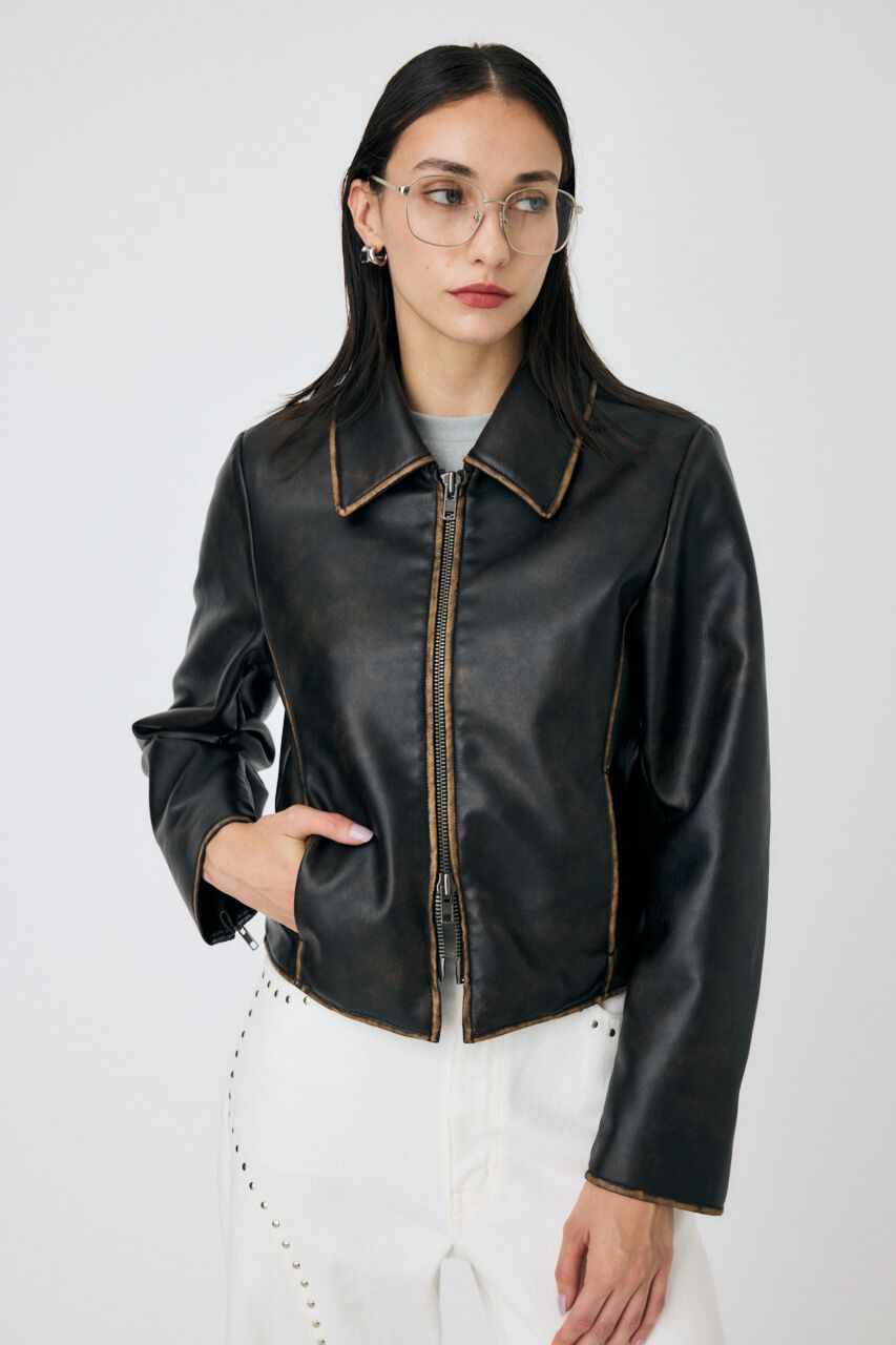 MOUSSY「FAUX LEATHER MINIMAL ジャケット」|その他|D/BRN3