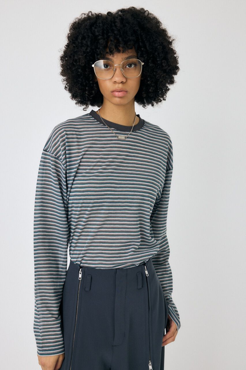 MOUSSY「SHEER BORDER ロンT」|Tシャツ・カットソー|