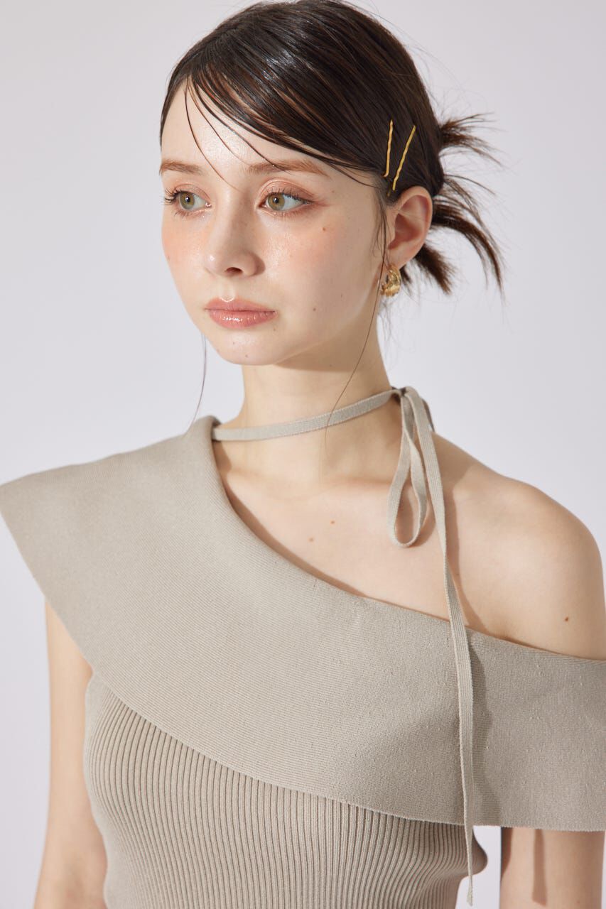 rienda「ワンショルダーニットトップス」|シャツ・ブラウス|