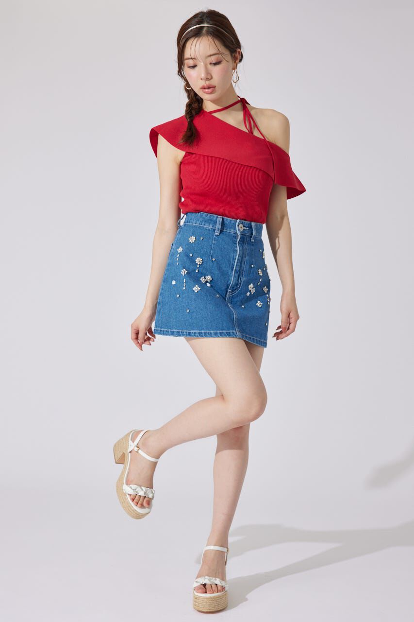 rienda「ワンショルダーニットトップス」|シャツ・ブラウス|