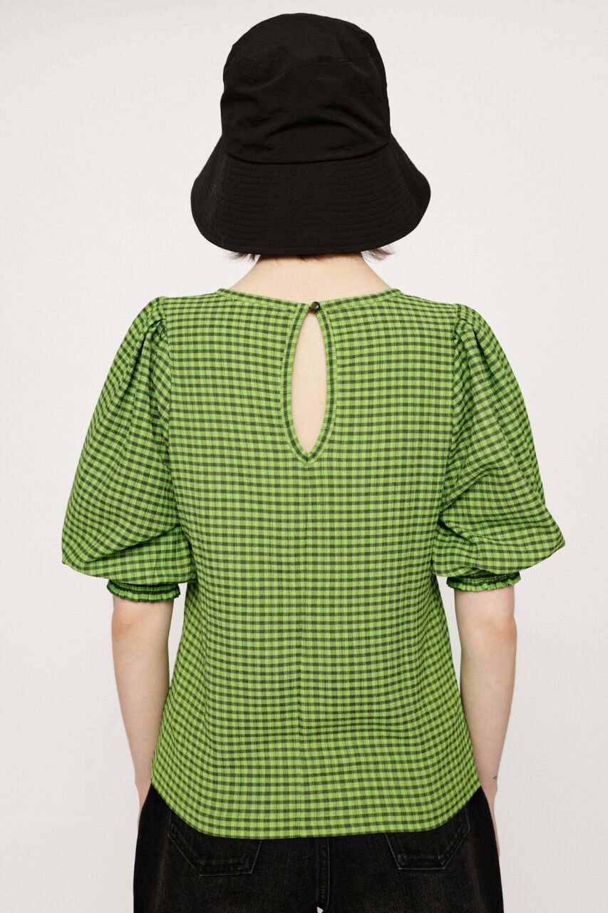 SLY「VOLUME SLEEVE CHECK トップス」|Tシャツ・カットソー|