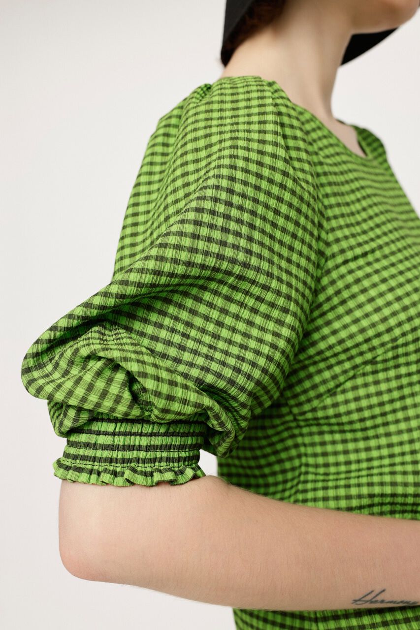 SLY「VOLUME SLEEVE CHECK トップス」|Tシャツ・カットソー|