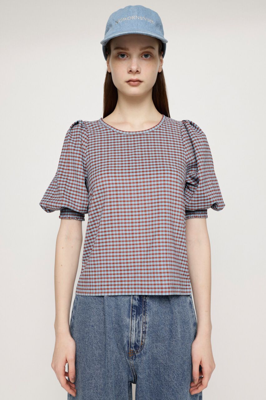 SLY「VOLUME SLEEVE CHECK トップス」|Tシャツ・カットソー|