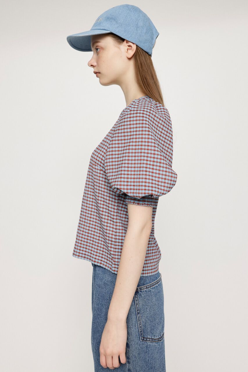 SLY「VOLUME SLEEVE CHECK トップス」|Tシャツ・カットソー|