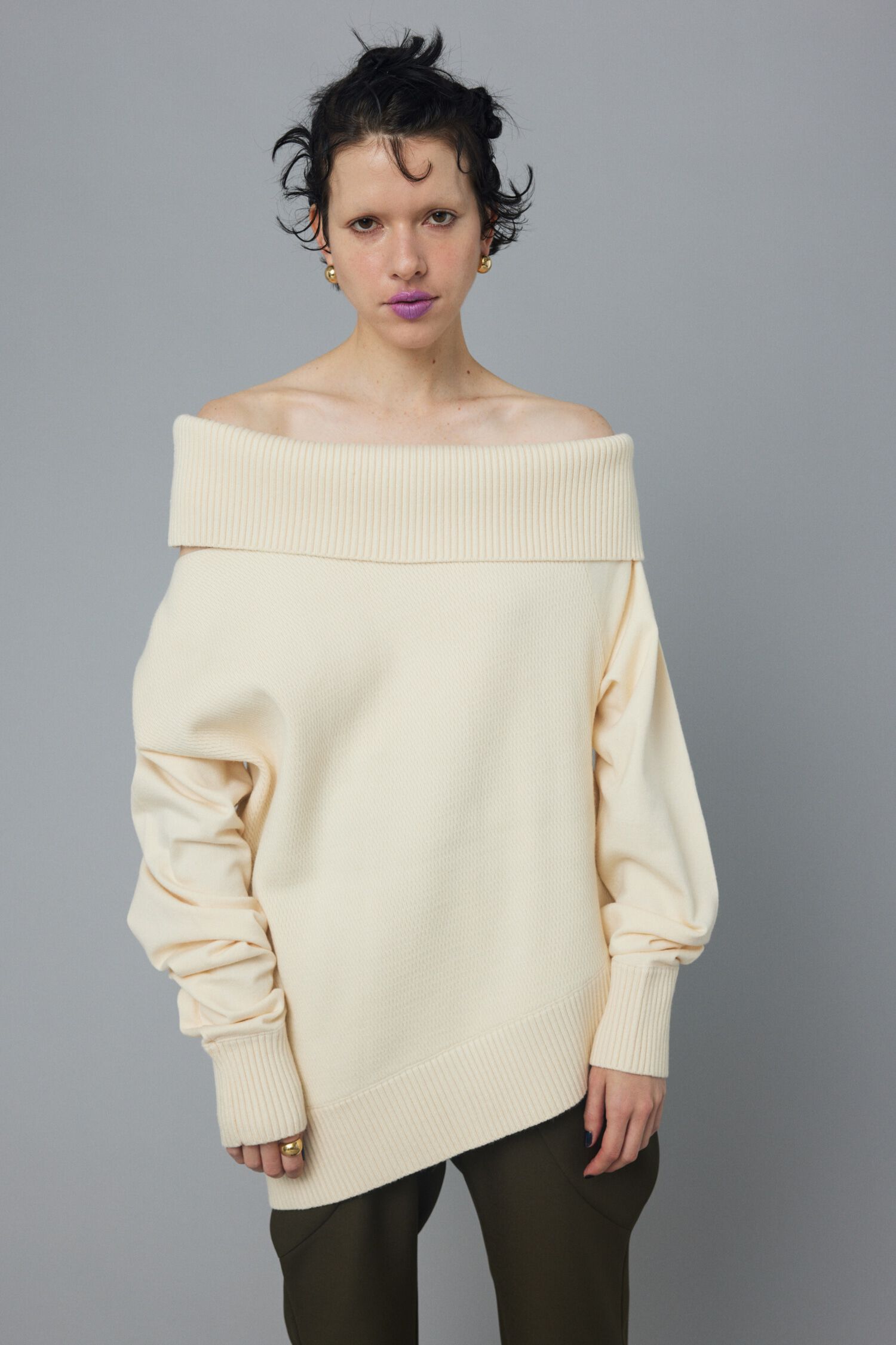 HeRIN.CYE「Thermal off shoulder tops」|ニット・セーター|WHT