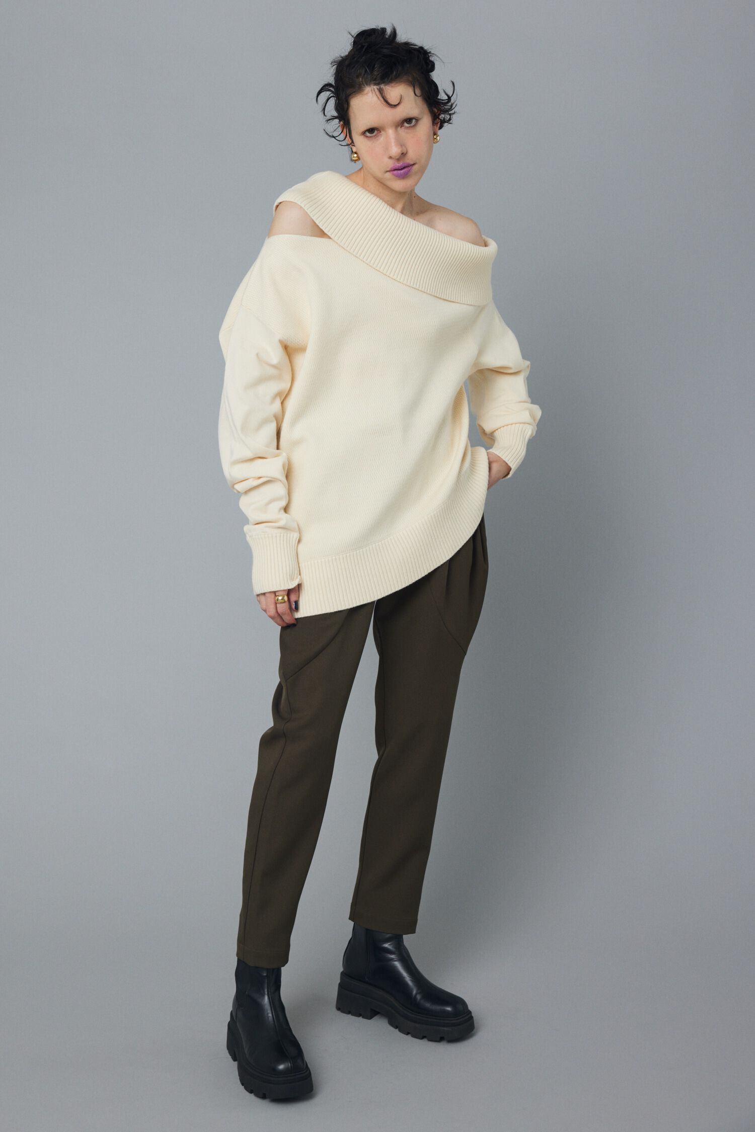 HeRIN.CYE「Thermal off shoulder tops」|ニット・セーター|