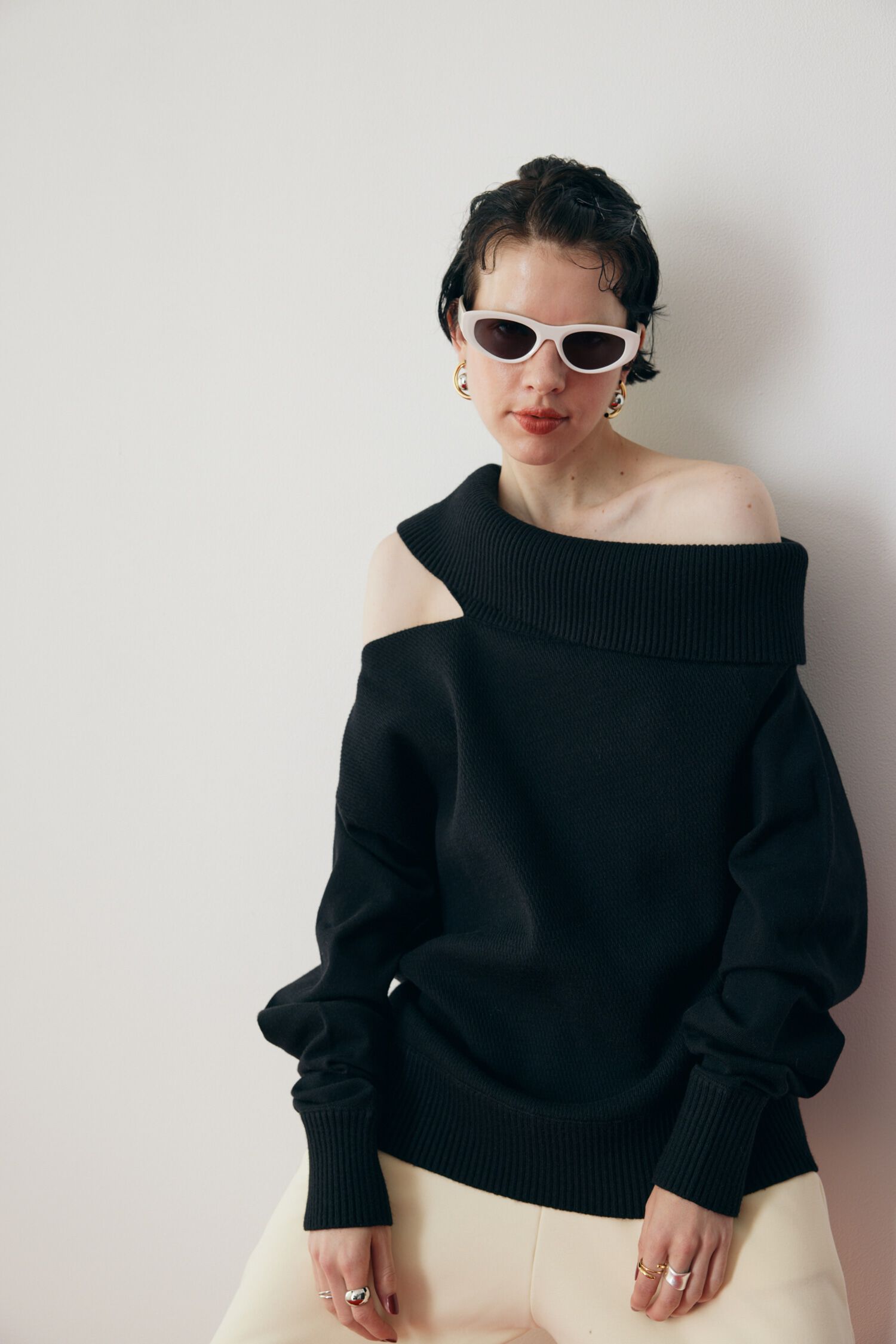 HeRIN.CYE「Thermal off shoulder tops」|ニット・セーター|