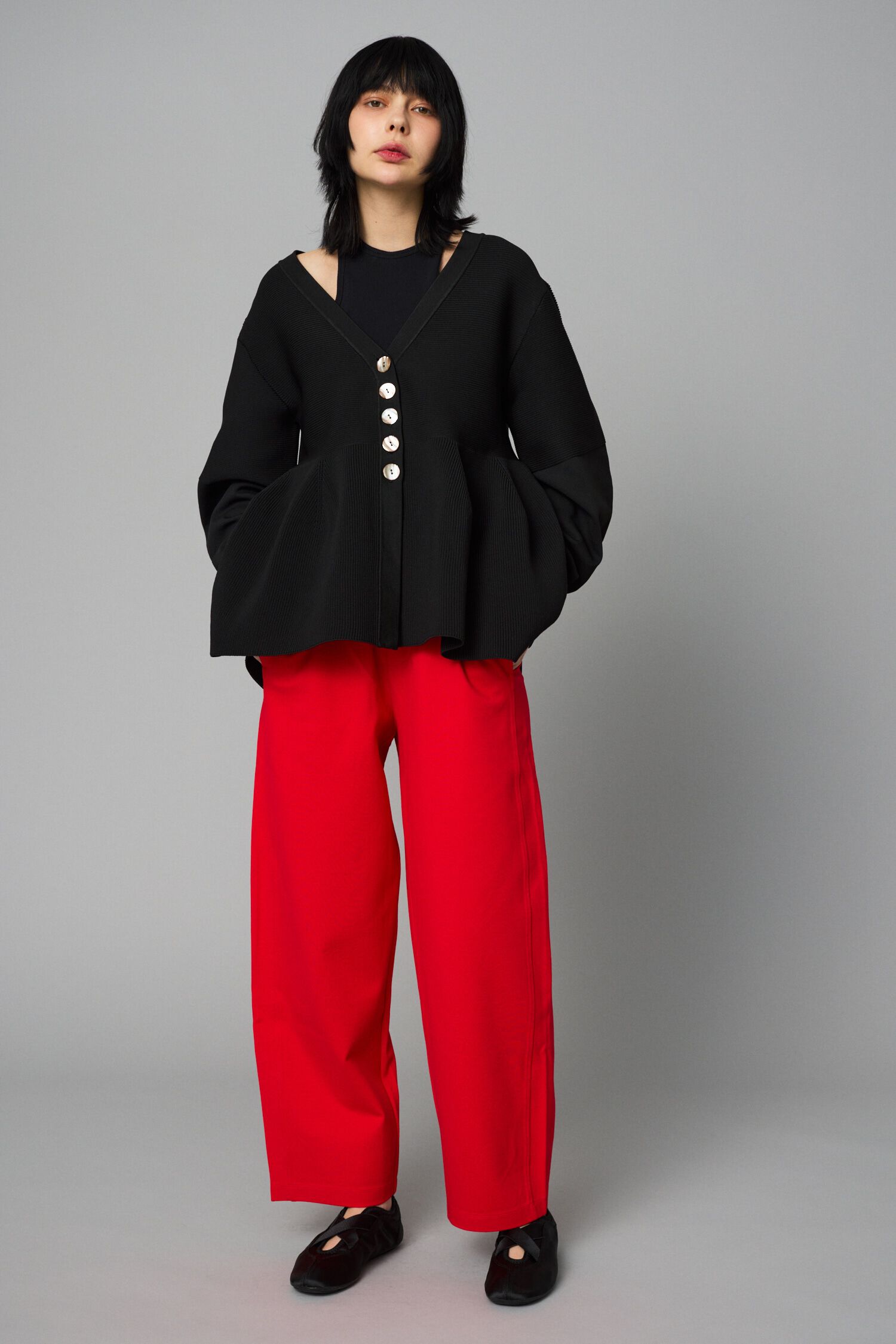 HeRIN.CYE「ponte cocoon pants」|その他|RED