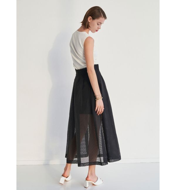 ELENDEEK「【FUJIKO&times;ELENDEEK】2WAY SHEER CHECK FLARED SK」|スカート|