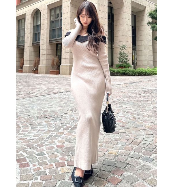 RESEXXY「オフショルタイトロングニットワンピース」|ワンピース|