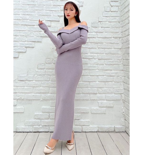 RESEXXY「オフショルタイトロングニットワンピース」|ワンピース|