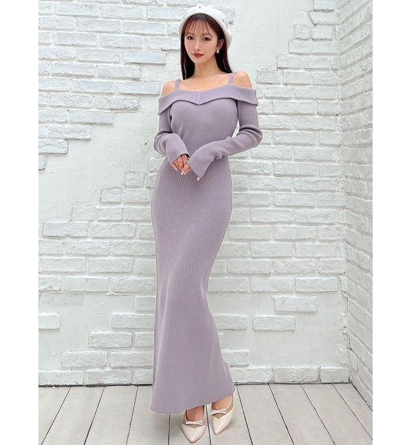 RESEXXY「オフショルタイトロングニットワンピース」|ワンピース|