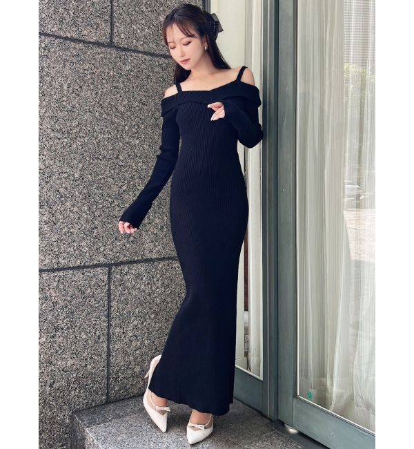 RESEXXY「オフショルタイトロングニットワンピース」|ワンピース|