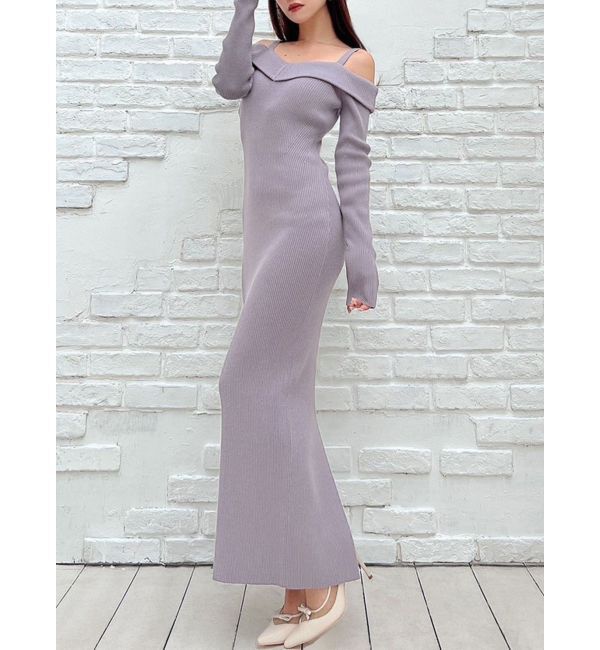 RESEXXY「オフショルタイトロングニットワンピース」|ワンピース|ラベンダー